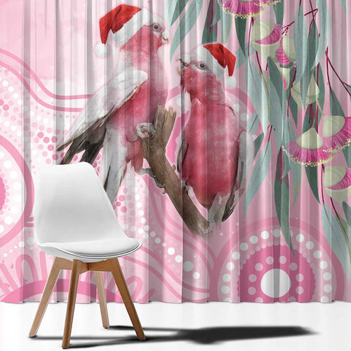 Australia Funny Pink Galah Christmas Window Curtain Aboriginal Eucalyptus Blossoms Watercolor - Aussie Hoodie