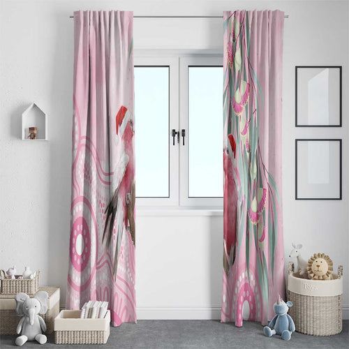 Australia Funny Pink Galah Christmas Window Curtain Aboriginal Eucalyptus Blossoms Watercolor - Aussie Hoodie