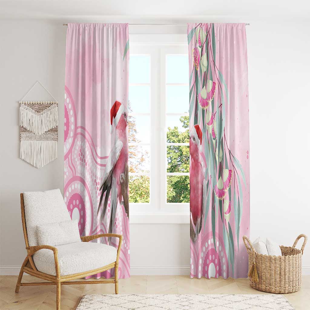 Australia Funny Pink Galah Christmas Window Curtain Aboriginal Eucalyptus Blossoms Watercolor - Aussie Hoodie