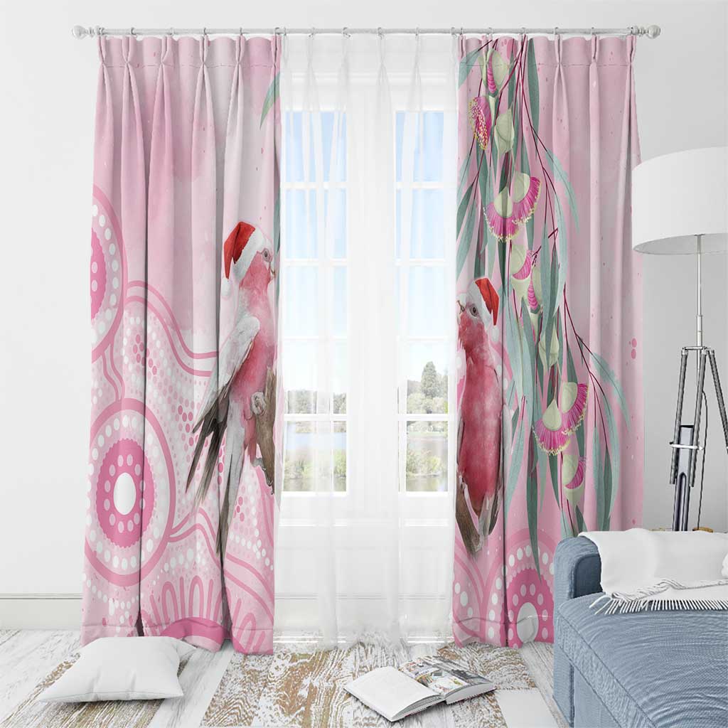 Australia Funny Pink Galah Christmas Window Curtain Aboriginal Eucalyptus Blossoms Watercolor - Aussie Hoodie