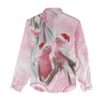 Australia Funny Pink Galah Christmas Women Casual Shirt Aboriginal Eucalyptus Blossoms Watercolor - Aussie Hoodie