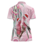 Australia Funny Pink Galah Christmas Women Polo Shirt Aboriginal Eucalyptus Blossoms Watercolor - Aussie Hoodie