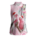 Australia Funny Pink Galah Christmas Women Sleeveless Polo Shirt Aboriginal Eucalyptus Blossoms Watercolor - Aussie Hoodie