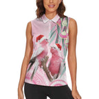 Australia Funny Pink Galah Christmas Women Sleeveless Polo Shirt Aboriginal Eucalyptus Blossoms Watercolor - Aussie Hoodie