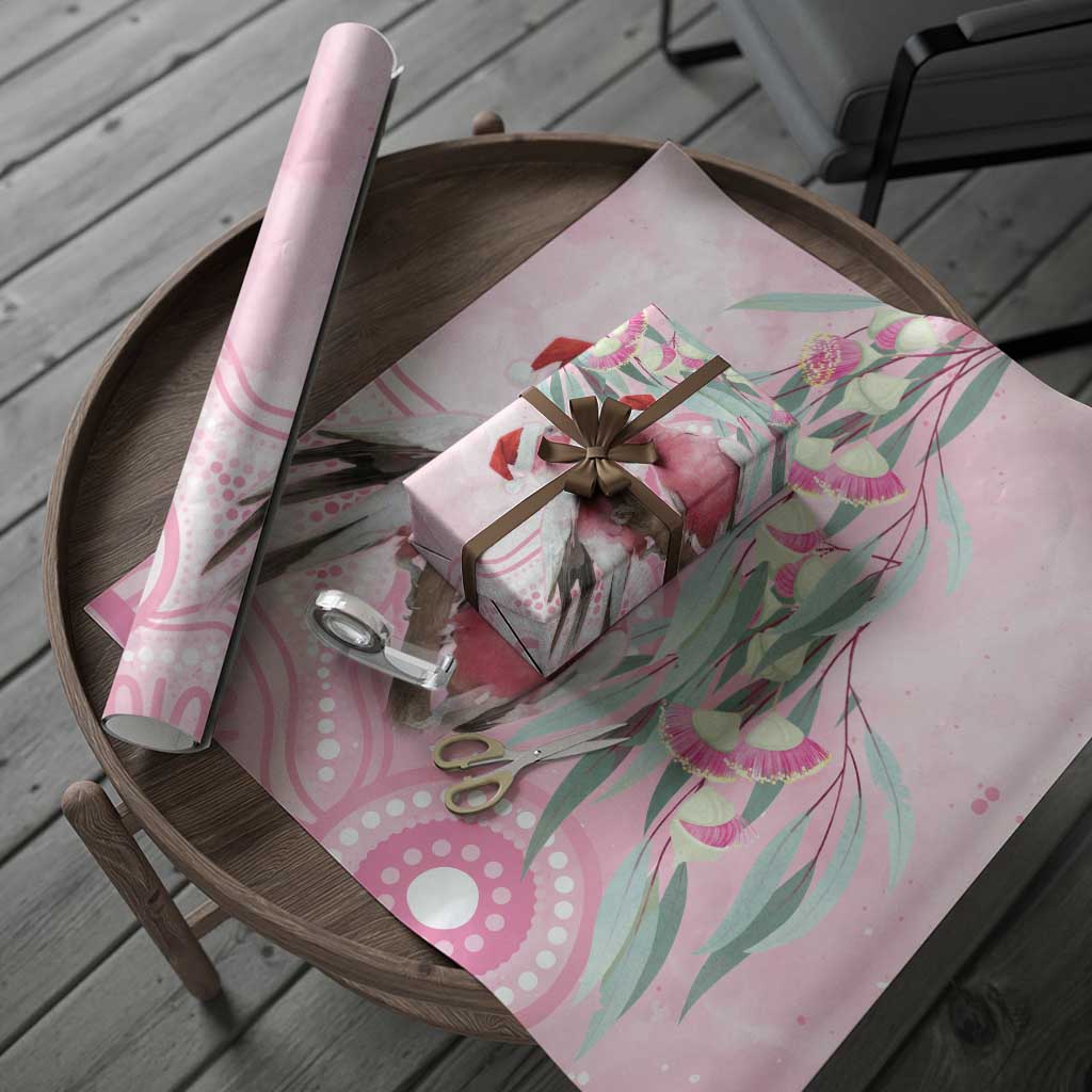 Australia Funny Pink Galah Christmas Wrapping Paper Aboriginal Eucalyptus Blossoms Watercolor - Aussie Hoodie