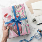 Australia Funny Pink Galah Christmas Wrapping Paper Aboriginal Eucalyptus Blossoms Watercolor - Aussie Hoodie