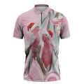 Australia Funny Pink Galah Christmas Zipper Polo Shirt Aboriginal Eucalyptus Blossoms Watercolor - Aussie Hoodie