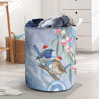 Australia Superb Fairywren Christmas Laundry Basket Aboriginal Eucalyptus Blossoms Watercolor - Aussie Hoodie