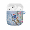 Australia Superb Fairywren Christmas AirPods Case Aboriginal Eucalyptus Blossoms Watercolor - Aussie Hoodie