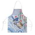 Australia Superb Fairywren Christmas Apron Aboriginal Eucalyptus Blossoms Watercolor - Aussie Hoodie