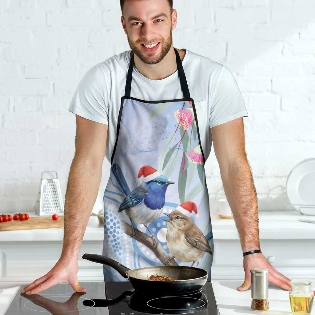 Australia Superb Fairywren Christmas Apron Aboriginal Eucalyptus Blossoms Watercolor - Aussie Hoodie