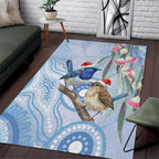 Australia Superb Fairywren Christmas Area Rug Aboriginal Eucalyptus Blossoms Watercolor - Aussie Hoodie