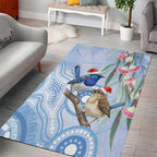 Australia Superb Fairywren Christmas Area Rug Aboriginal Eucalyptus Blossoms Watercolor - Aussie Hoodie