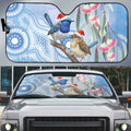 Australia Superb Fairywren Christmas Auto Sun Shade Aboriginal Eucalyptus Blossoms Watercolor - Aussie Hoodie