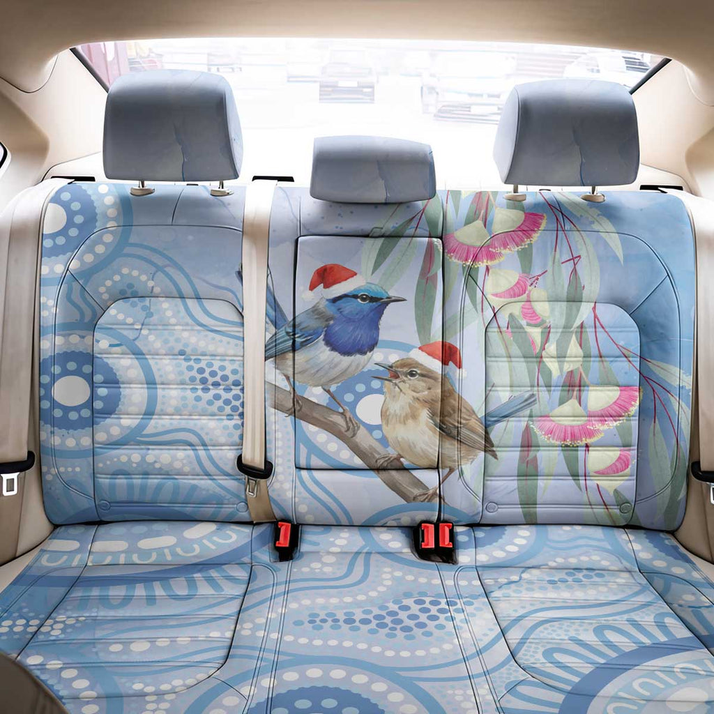 Australia Superb Fairywren Christmas Back Car Seat Cover Aboriginal Eucalyptus Blossoms Watercolor - Aussie Hoodie