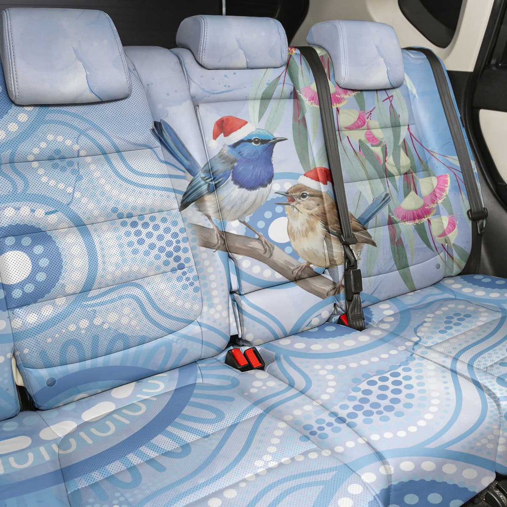 Australia Superb Fairywren Christmas Back Car Seat Cover Aboriginal Eucalyptus Blossoms Watercolor - Aussie Hoodie