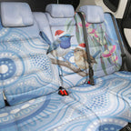 Australia Superb Fairywren Christmas Back Car Seat Cover Aboriginal Eucalyptus Blossoms Watercolor - Aussie Hoodie