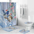Australia Superb Fairywren Christmas Bathroom Set Aboriginal Eucalyptus Blossoms Watercolor - Aussie Hoodie