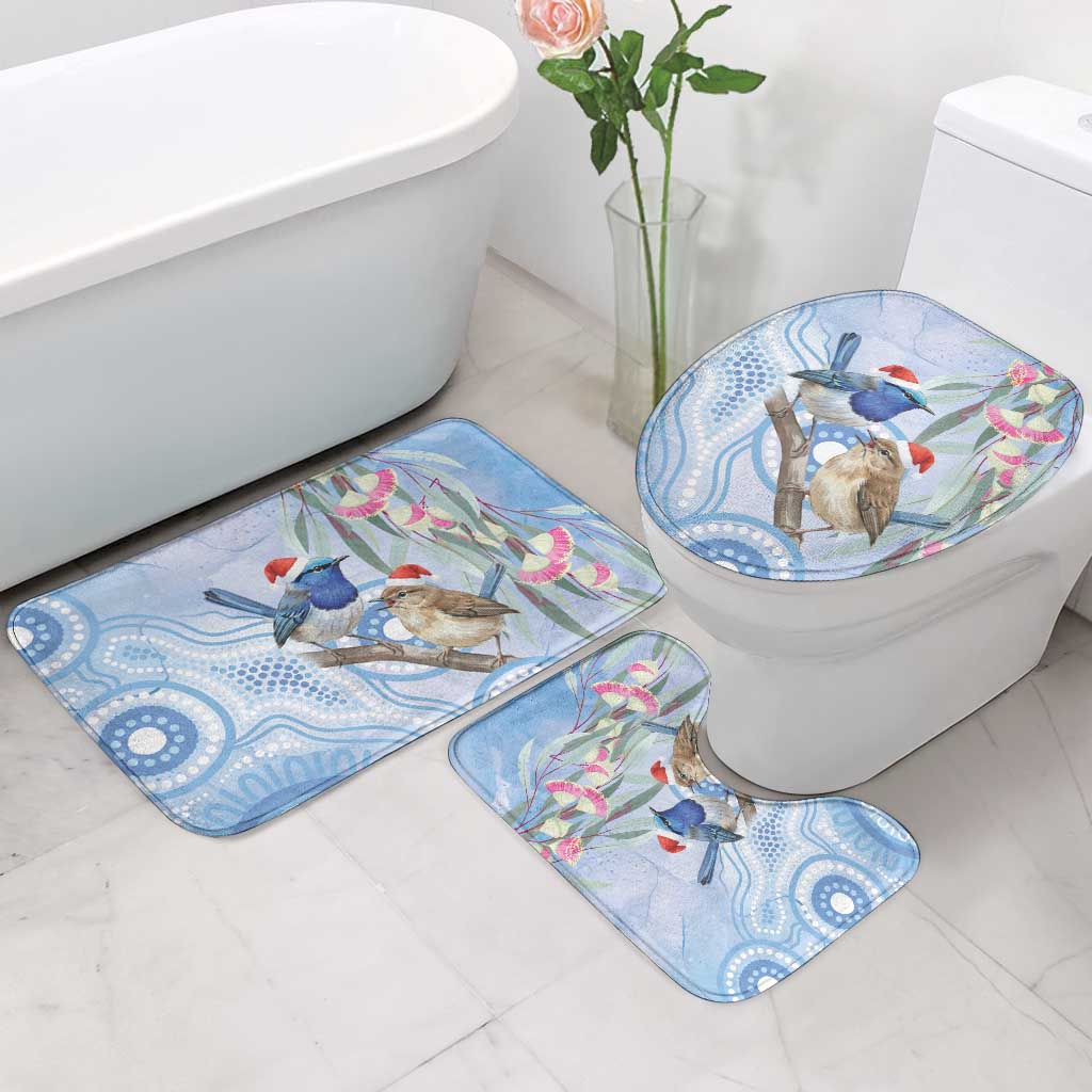 Australia Superb Fairywren Christmas Bathroom Set Aboriginal Eucalyptus Blossoms Watercolor - Aussie Hoodie