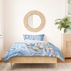 Australia Superb Fairywren Christmas Bedding Set Aboriginal Eucalyptus Blossoms Watercolor - Aussie Hoodie