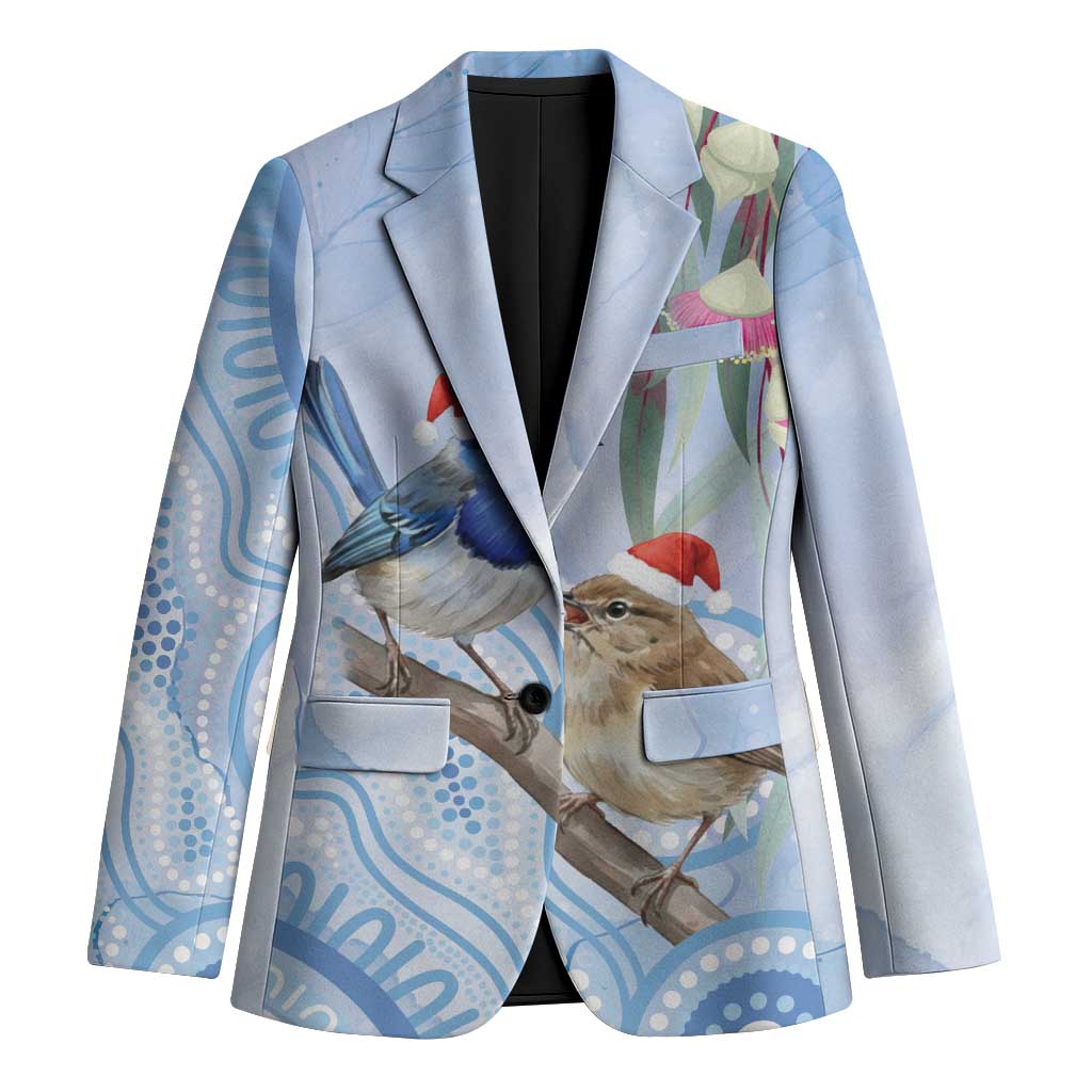 Australia Superb Fairywren Christmas Blazer Aboriginal Eucalyptus Blossoms Watercolor - Aussie Hoodie