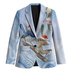Australia Superb Fairywren Christmas Blazer Aboriginal Eucalyptus Blossoms Watercolor - Aussie Hoodie