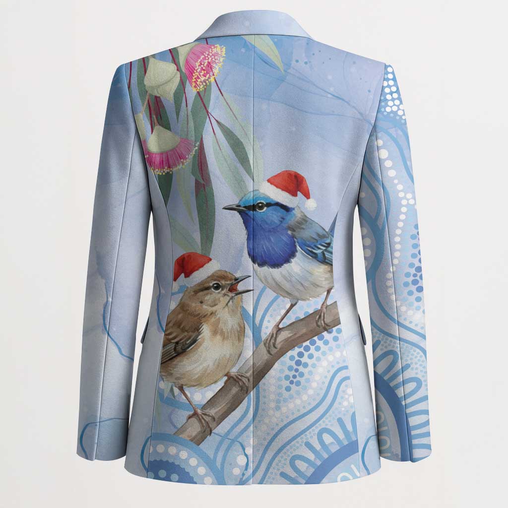 Australia Superb Fairywren Christmas Blazer Aboriginal Eucalyptus Blossoms Watercolor - Aussie Hoodie
