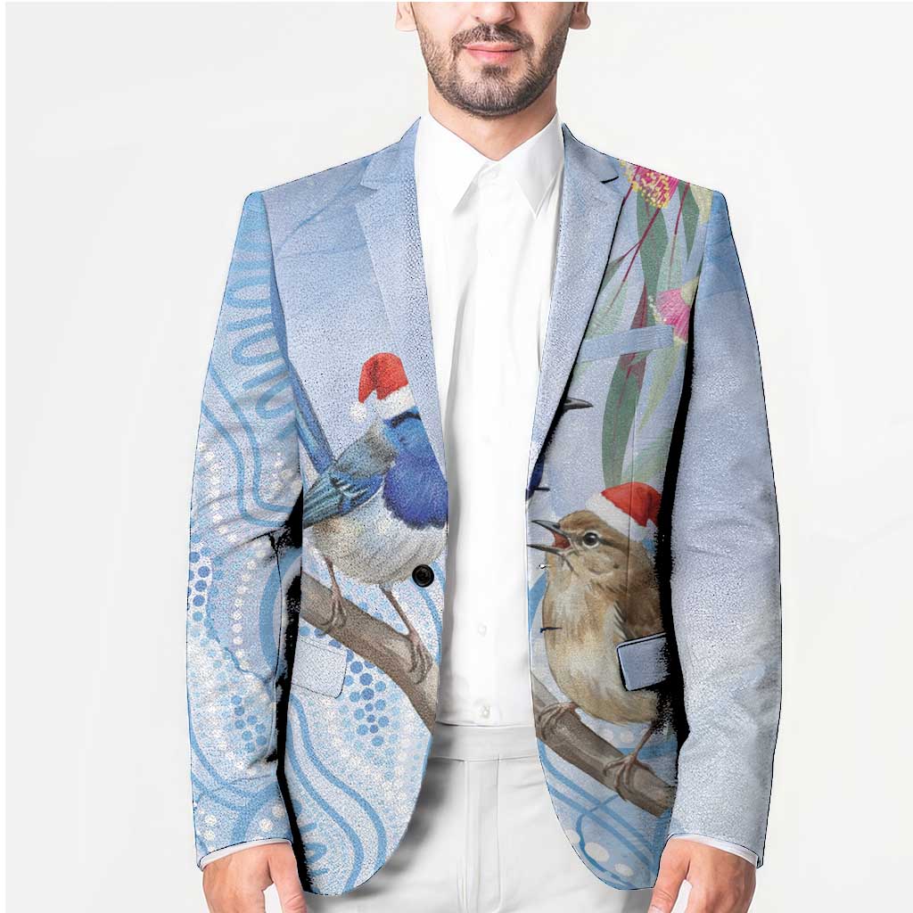 Australia Superb Fairywren Christmas Blazer Aboriginal Eucalyptus Blossoms Watercolor - Aussie Hoodie