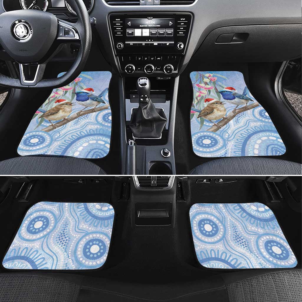 Australia Superb Fairywren Christmas Car Mats Aboriginal Eucalyptus Blossoms Watercolor - Aussie Hoodie