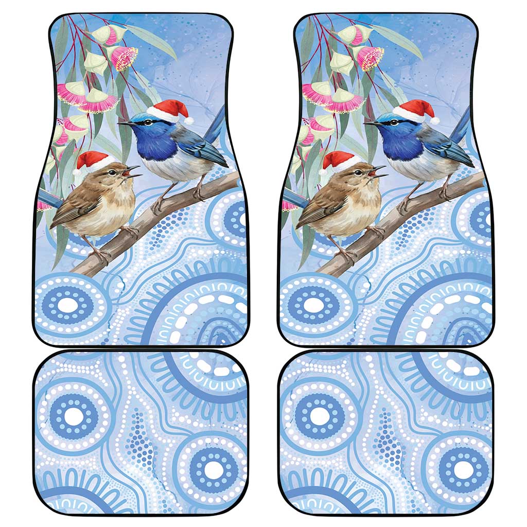 Australia Superb Fairywren Christmas Car Mats Aboriginal Eucalyptus Blossoms Watercolor - Aussie Hoodie