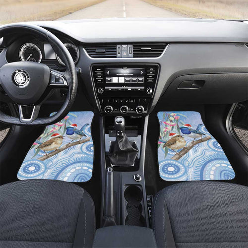 Australia Superb Fairywren Christmas Car Mats Aboriginal Eucalyptus Blossoms Watercolor - Aussie Hoodie