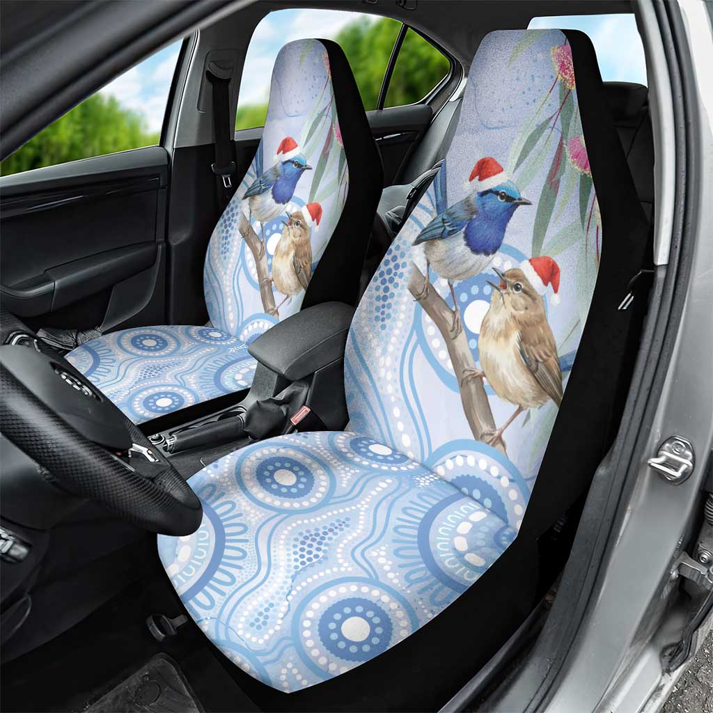 Australia Superb Fairywren Christmas Car Seat Cover Aboriginal Eucalyptus Blossoms Watercolor - Aussie Hoodie