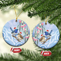 Australia Superb Fairywren Christmas Ceramic Ornament Aboriginal Eucalyptus Blossoms Watercolor - Aussie Hoodie