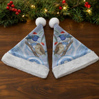 Australia Superb Fairywren Christmas Santa Hat Aboriginal Eucalyptus Blossoms Watercolor - Aussie Hoodie