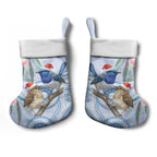 Australia Superb Fairywren Christmas Stocking Aboriginal Eucalyptus Blossoms Watercolor - Aussie Hoodie