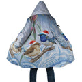 Australia Superb Fairywren Christmas Cloak Aboriginal Eucalyptus Blossoms Watercolor - Aussie Hoodie
