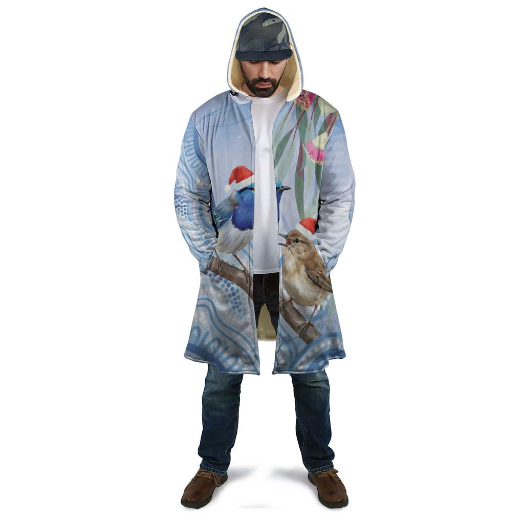 Australia Superb Fairywren Christmas Cloak Aboriginal Eucalyptus Blossoms Watercolor - Aussie Hoodie