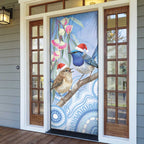 Australia Superb Fairywren Christmas Door Cover Aboriginal Eucalyptus Blossoms Watercolor - Aussie Hoodie
