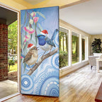 Australia Superb Fairywren Christmas Door Cover Aboriginal Eucalyptus Blossoms Watercolor - Aussie Hoodie
