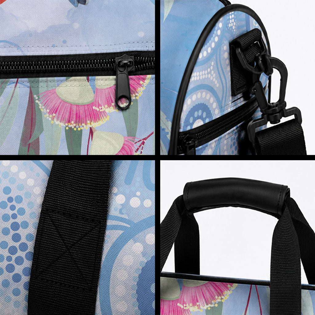 Australia Superb Fairywren Christmas Duffle Bag Aboriginal Eucalyptus Blossoms Watercolor