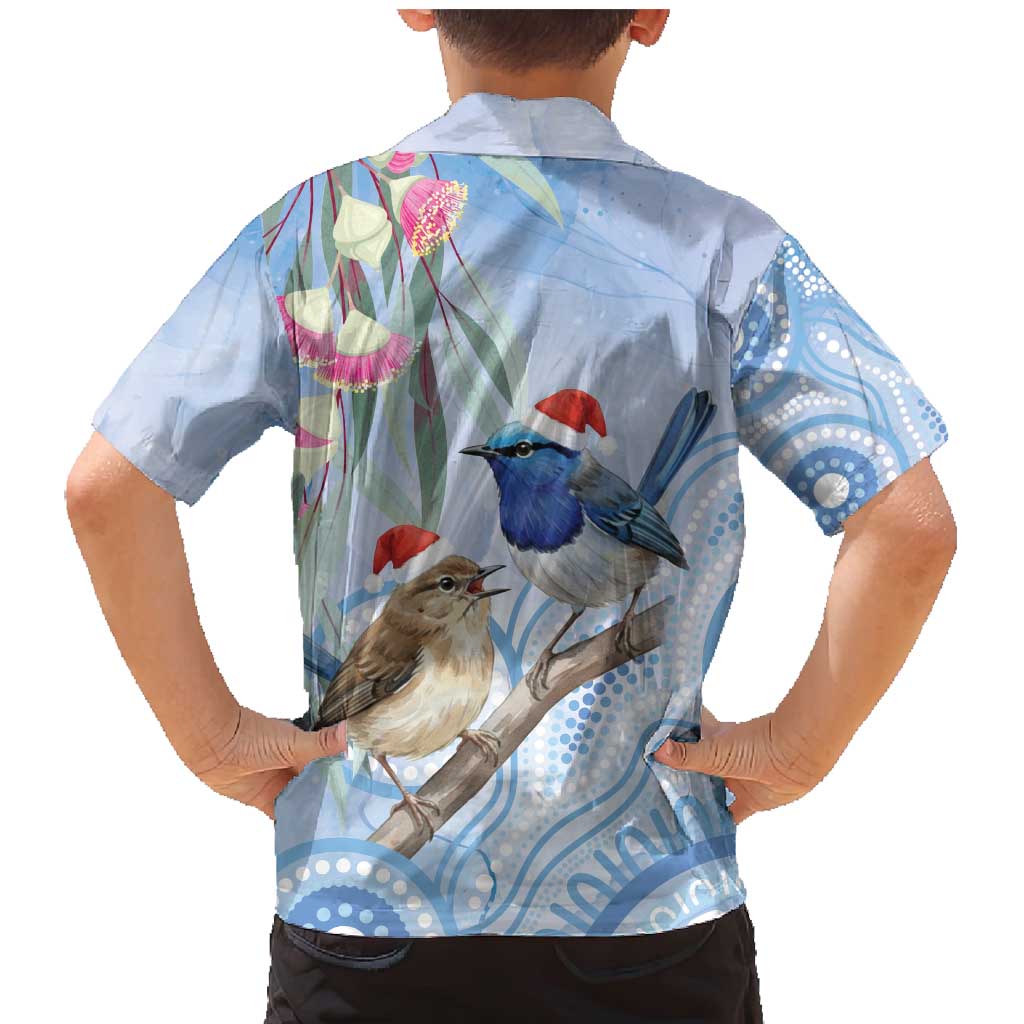 Australia Superb Fairywren Christmas Family Matching Mermaid Dress and Hawaiian Shirt Aboriginal Eucalyptus Blossoms Watercolor - Aussie Hoodie