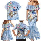 Australia Superb Fairywren Christmas Family Matching Mermaid Dress and Hawaiian Shirt Aboriginal Eucalyptus Blossoms Watercolor - Aussie Hoodie