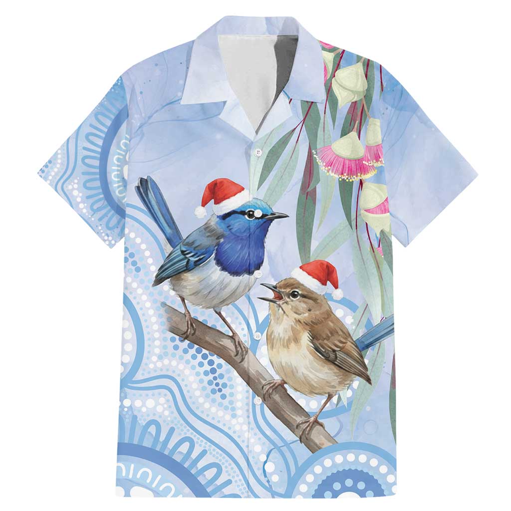 Australia Superb Fairywren Christmas Family Matching Mermaid Dress and Hawaiian Shirt Aboriginal Eucalyptus Blossoms Watercolor - Aussie Hoodie