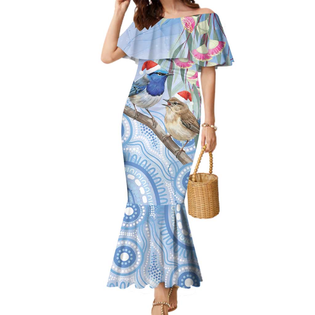 Australia Superb Fairywren Christmas Family Matching Mermaid Dress and Hawaiian Shirt Aboriginal Eucalyptus Blossoms Watercolor - Aussie Hoodie