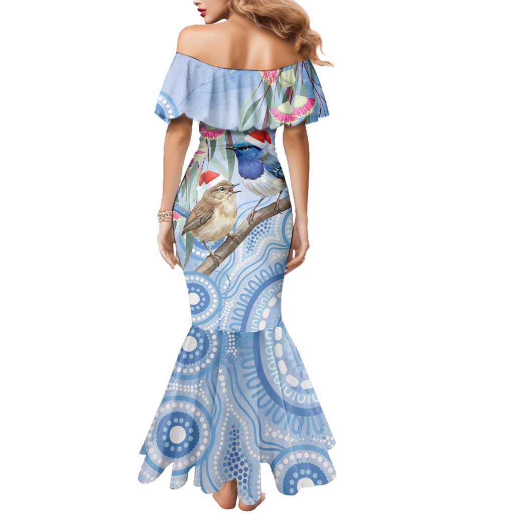 Australia Superb Fairywren Christmas Family Matching Mermaid Dress and Hawaiian Shirt Aboriginal Eucalyptus Blossoms Watercolor - Aussie Hoodie