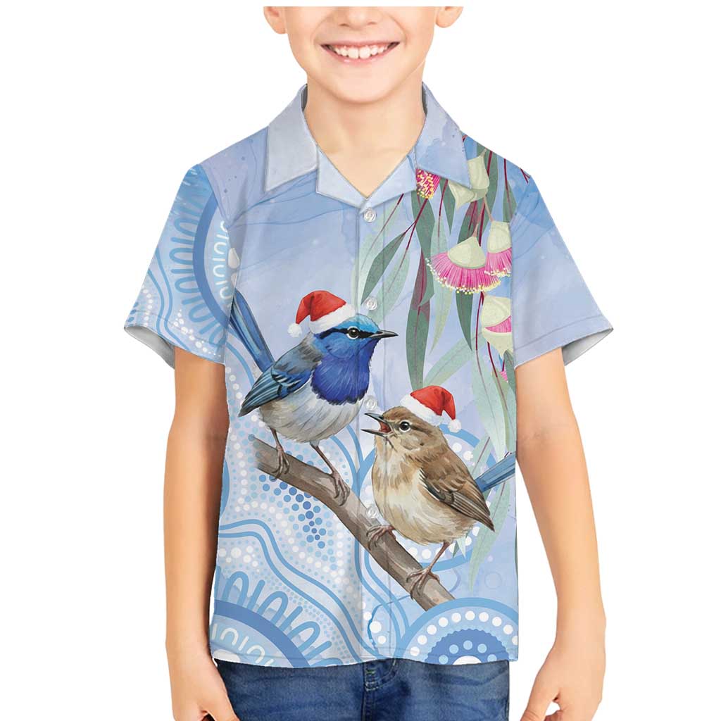 Australia Superb Fairywren Christmas Family Matching Mermaid Dress and Hawaiian Shirt Aboriginal Eucalyptus Blossoms Watercolor - Aussie Hoodie