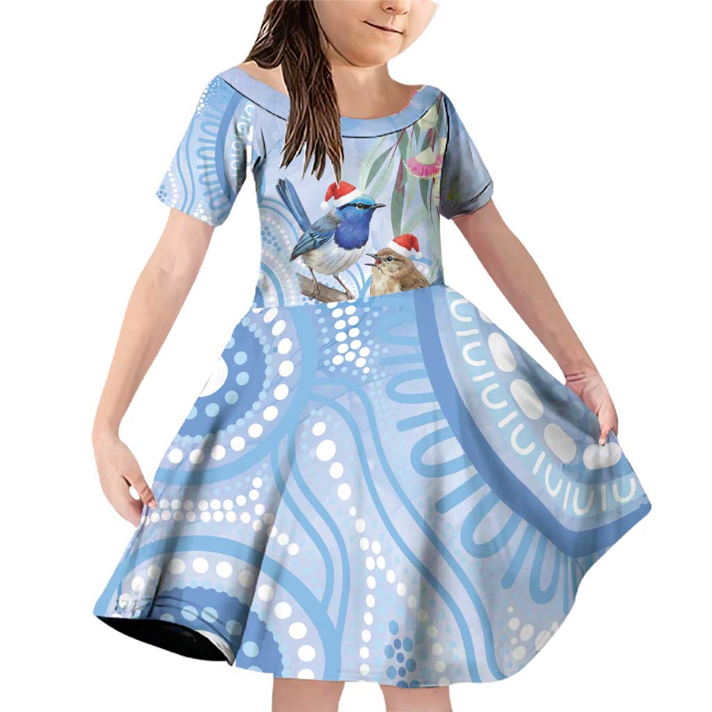 Australia Superb Fairywren Christmas Family Matching Off Shoulder Short Dress and Hawaiian Shirt Aboriginal Eucalyptus Blossoms Watercolor - Aussie Hoodie