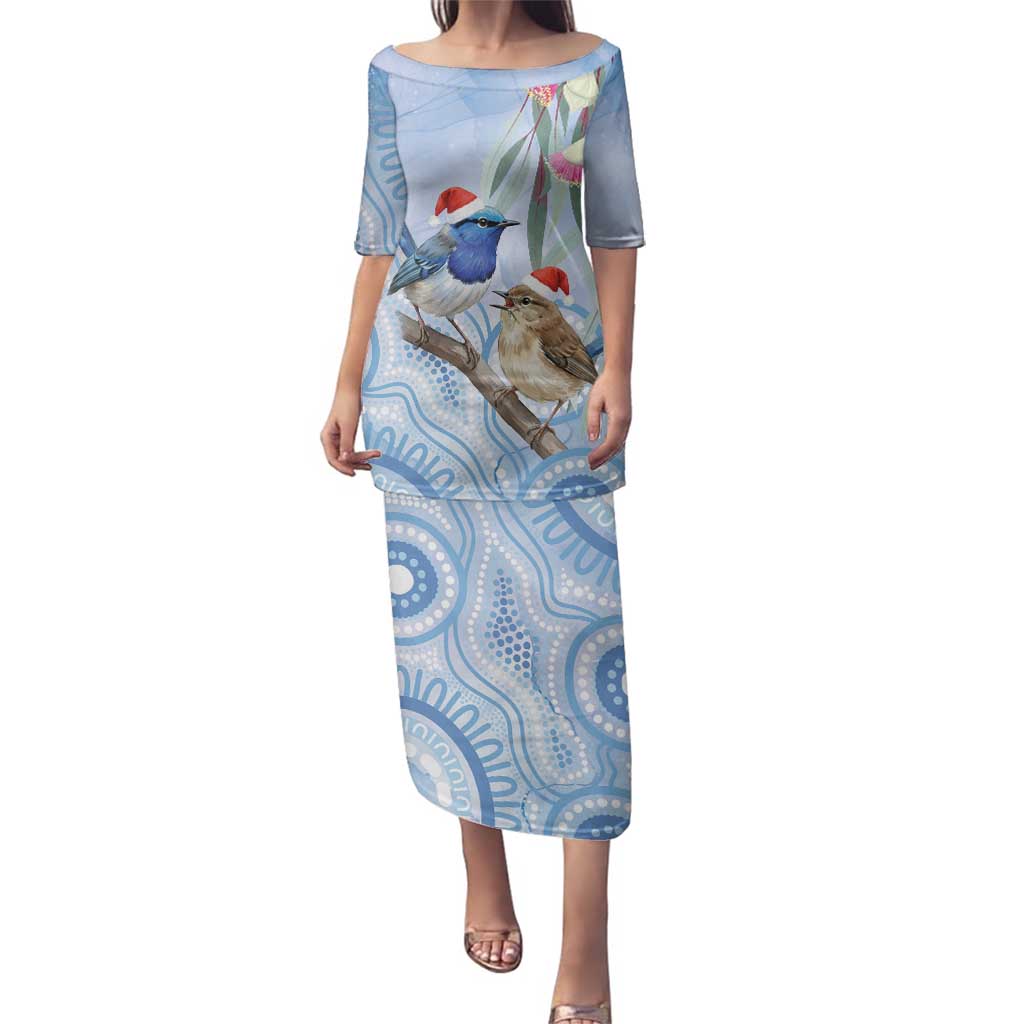 Australia Superb Fairywren Christmas Family Matching Puletasi and Hawaiian Shirt Aboriginal Eucalyptus Blossoms Watercolor - Aussie Hoodie