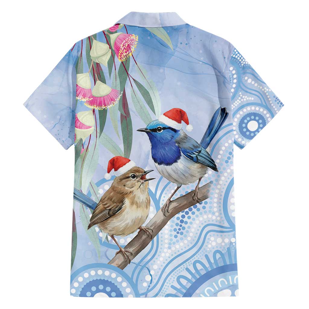 Australia Superb Fairywren Christmas Family Matching Short Sleeve Bodycon Dress and Hawaiian Shirt Aboriginal Eucalyptus Blossoms Watercolor - Aussie Hoodie