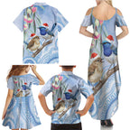 Australia Superb Fairywren Christmas Family Matching Summer Maxi Dress and Hawaiian Shirt Aboriginal Eucalyptus Blossoms Watercolor - Aussie Hoodie